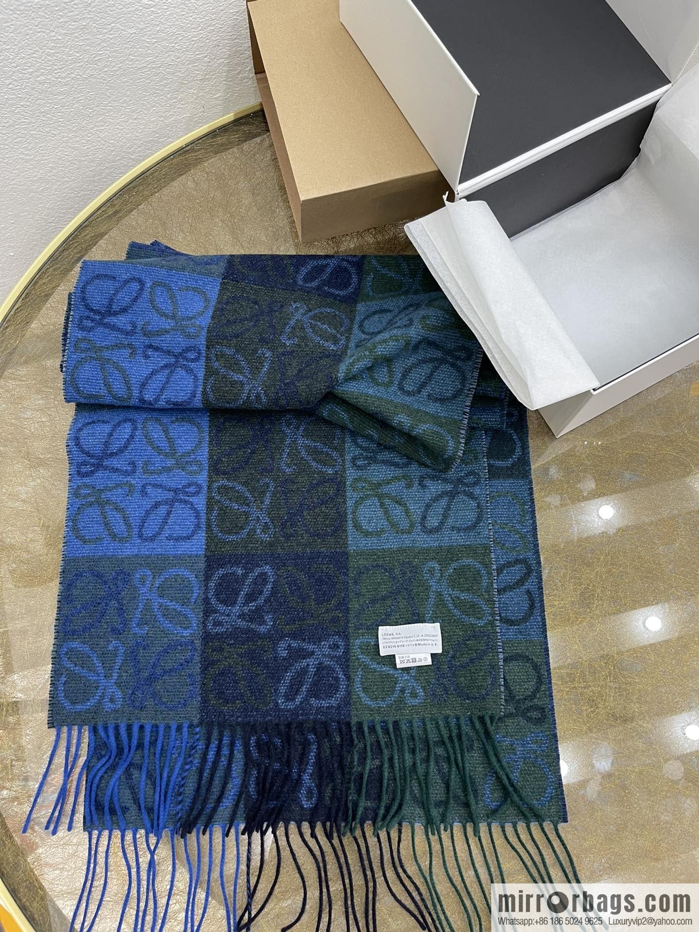 LOEWE 90% wool + 10% cashmere Anagram presbyopia scarf