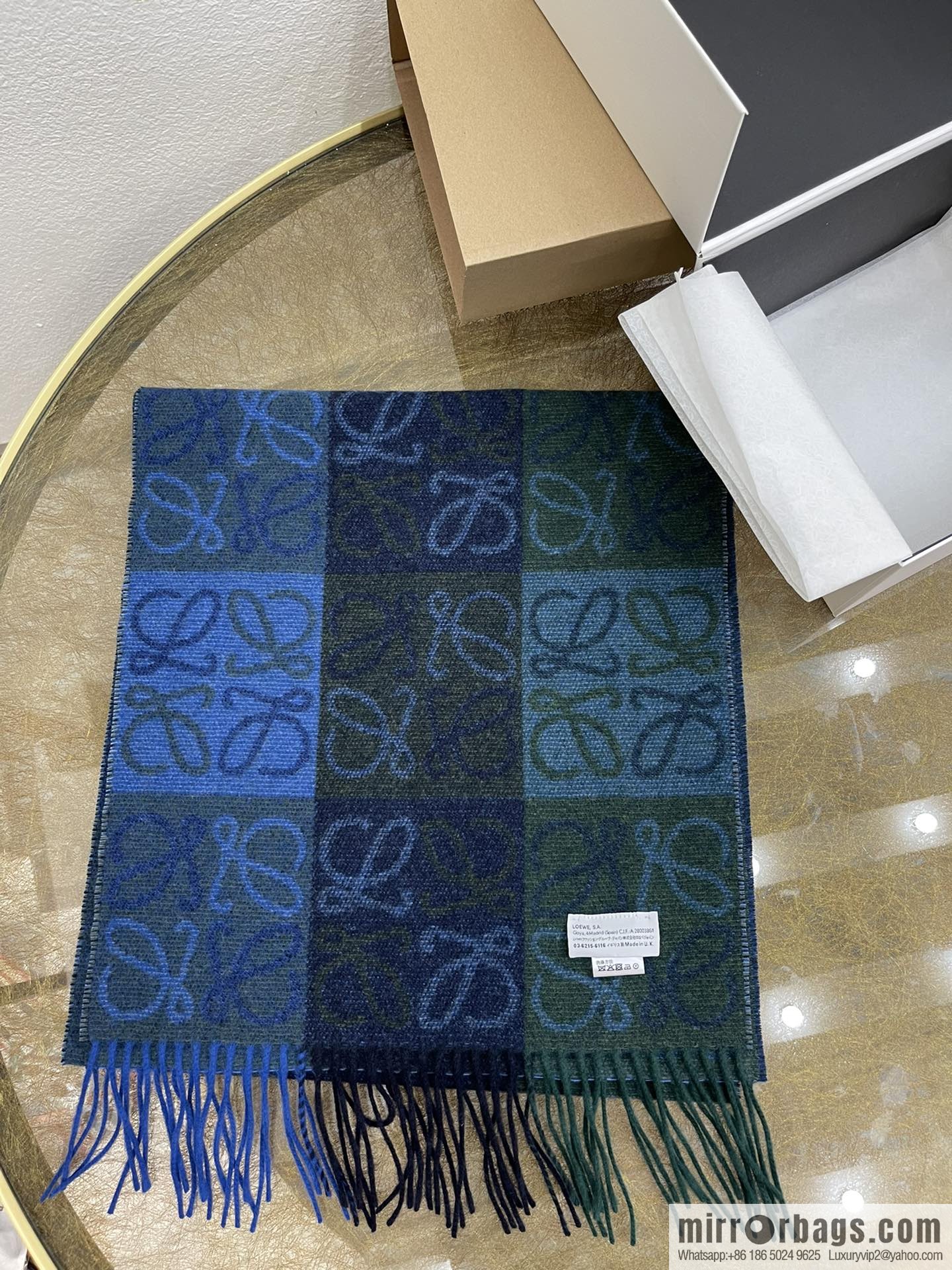 LOEWE 90% wool + 10% cashmere Anagram presbyopia scarf