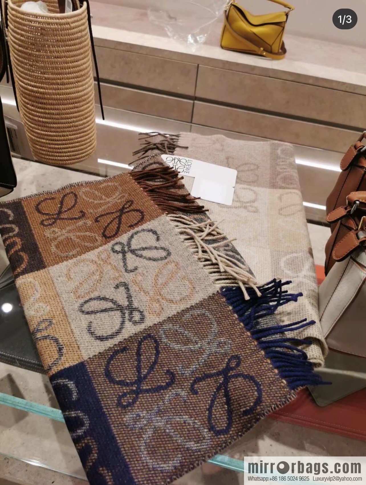 LOEWE 90% wool + 10% cashmere Anagram presbyopia scarf