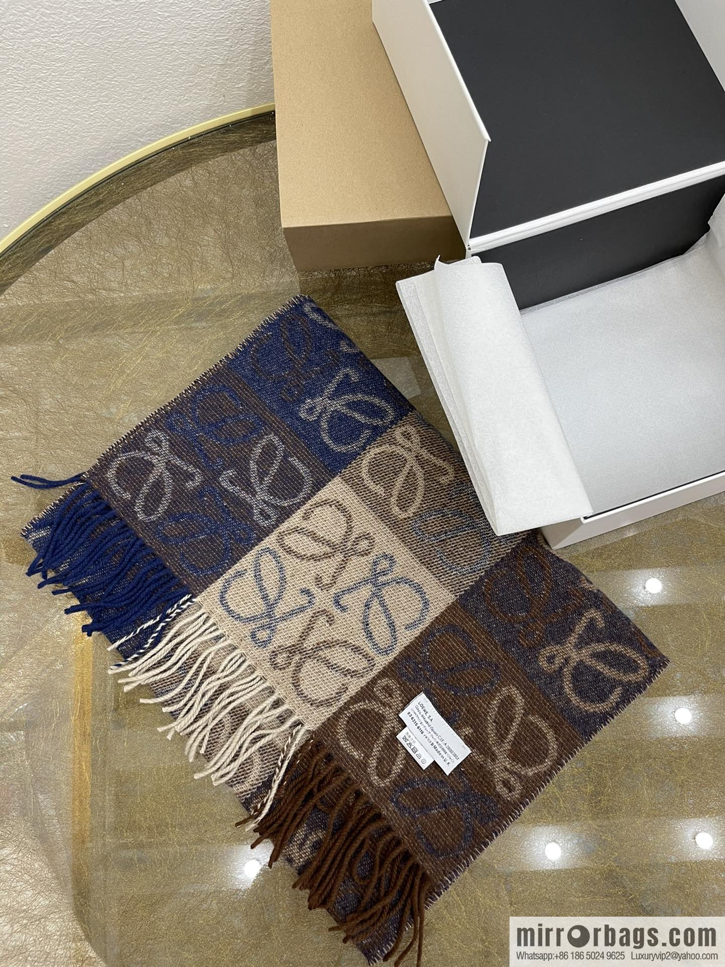 LOEWE 90% wool + 10% cashmere Anagram presbyopia scarf