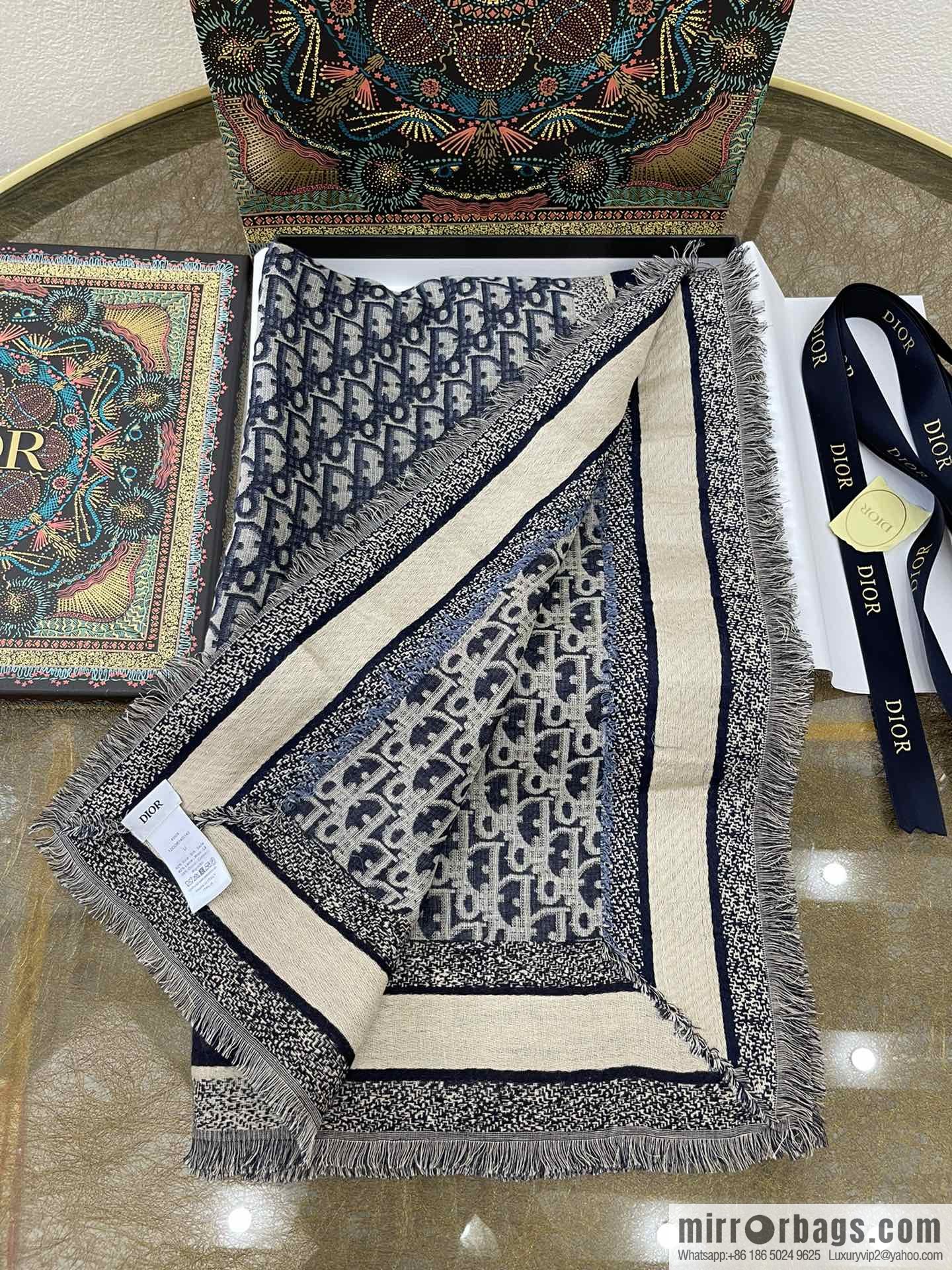 Dior D-Oblique pattern large shawl scarf 12DOB140I142_C540