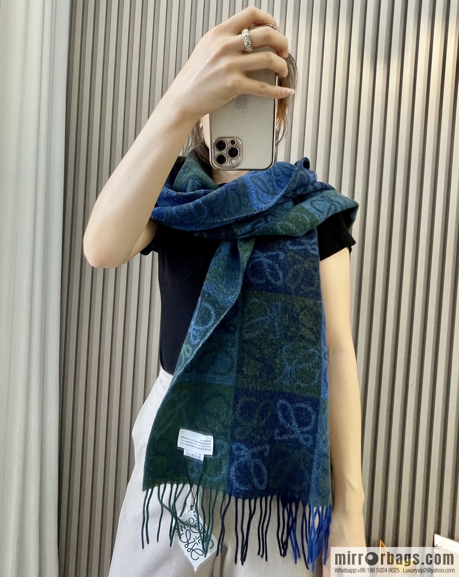LOEWE 90% wool + 10% cashmere Anagram presbyopia scarf