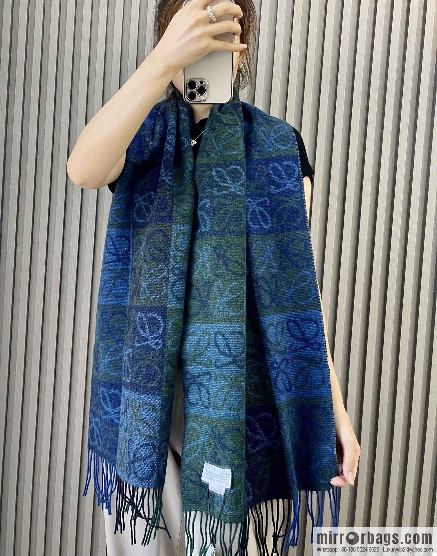 LOEWE 90% wool + 10% cashmere Anagram presbyopia scarf