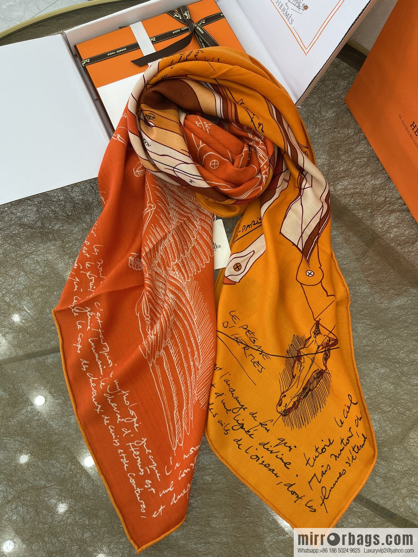 Hermes Handmade curled cashmere and silk blend shawl