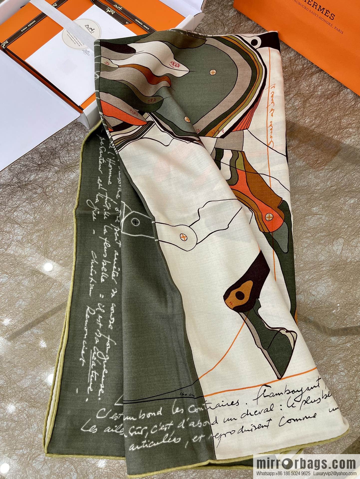 Hermes Handmade curled cashmere and silk blend shawl