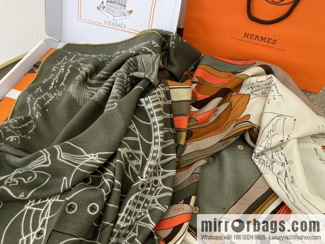 Hermes Handmade curled cashmere and silk blend shawl