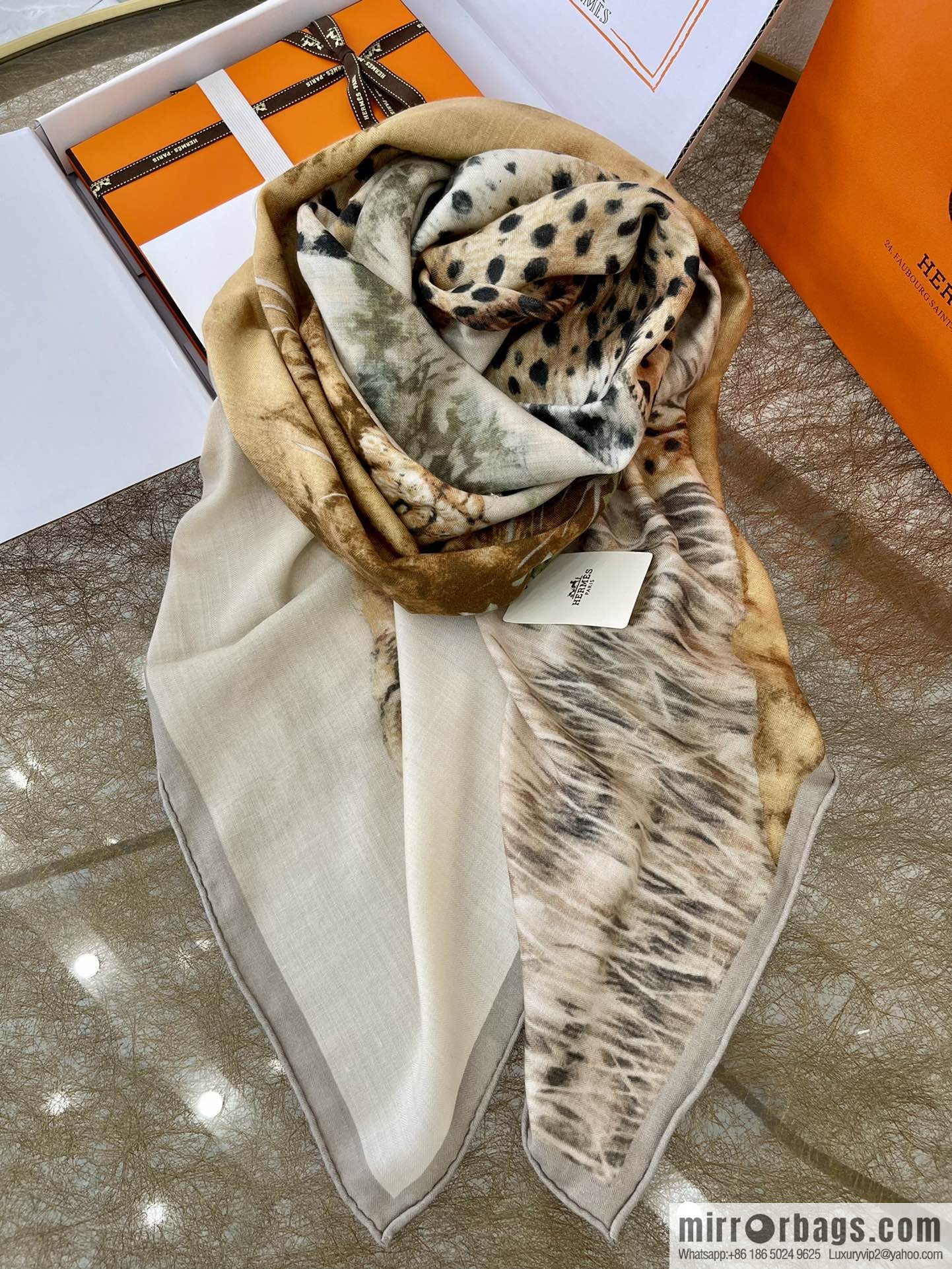 Hermes Handmade curled cashmere and silk blend shawl