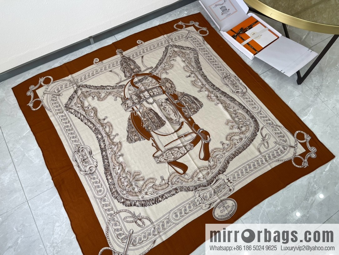 Hermes Handmade curled cashmere and silk blend shawl