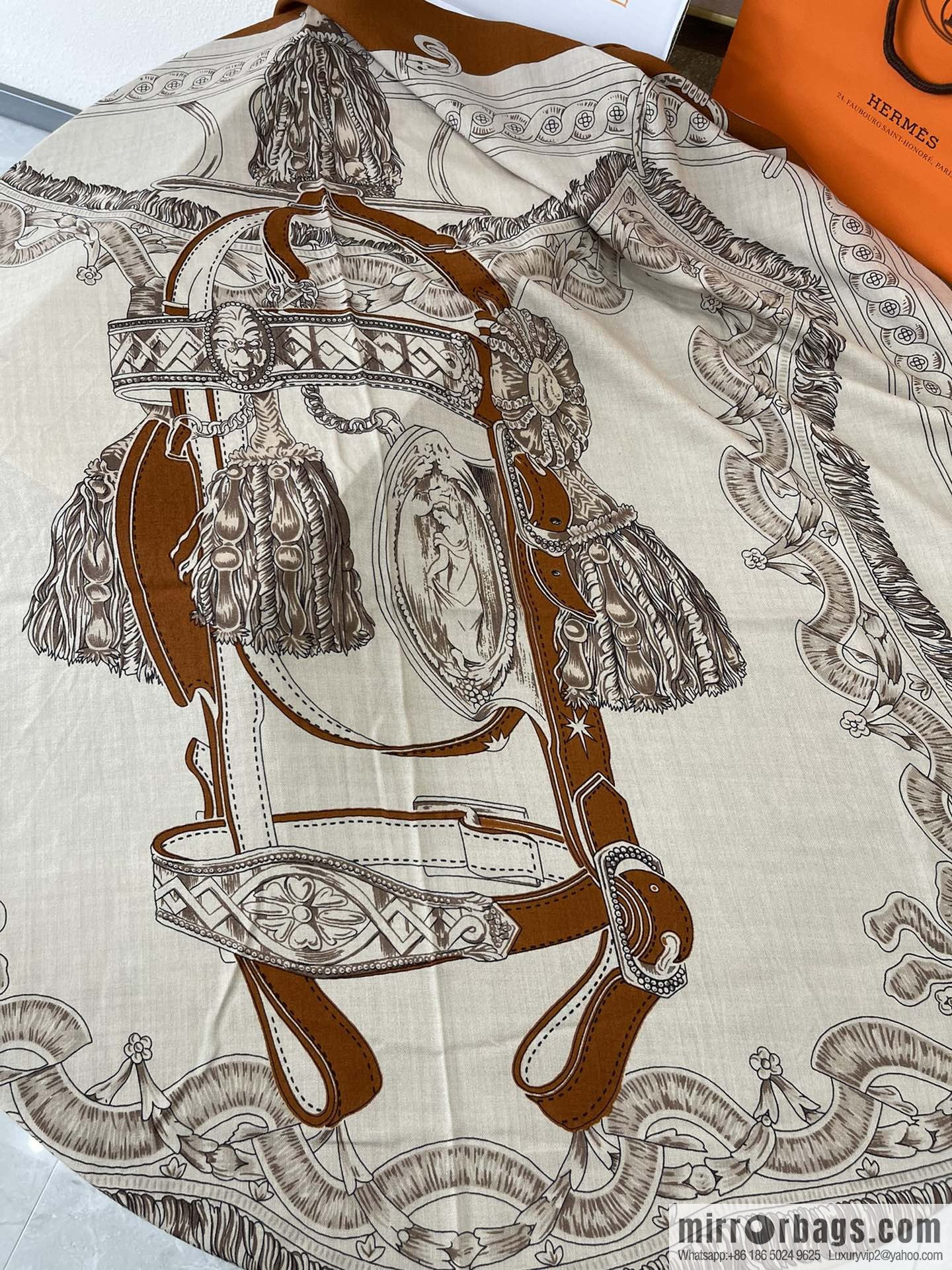 Hermes Handmade curled cashmere and silk blend shawl