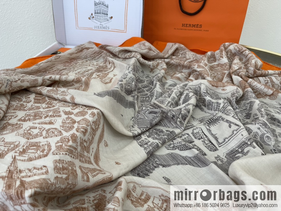 Hermes Handmade curled cashmere and silk blend shawl