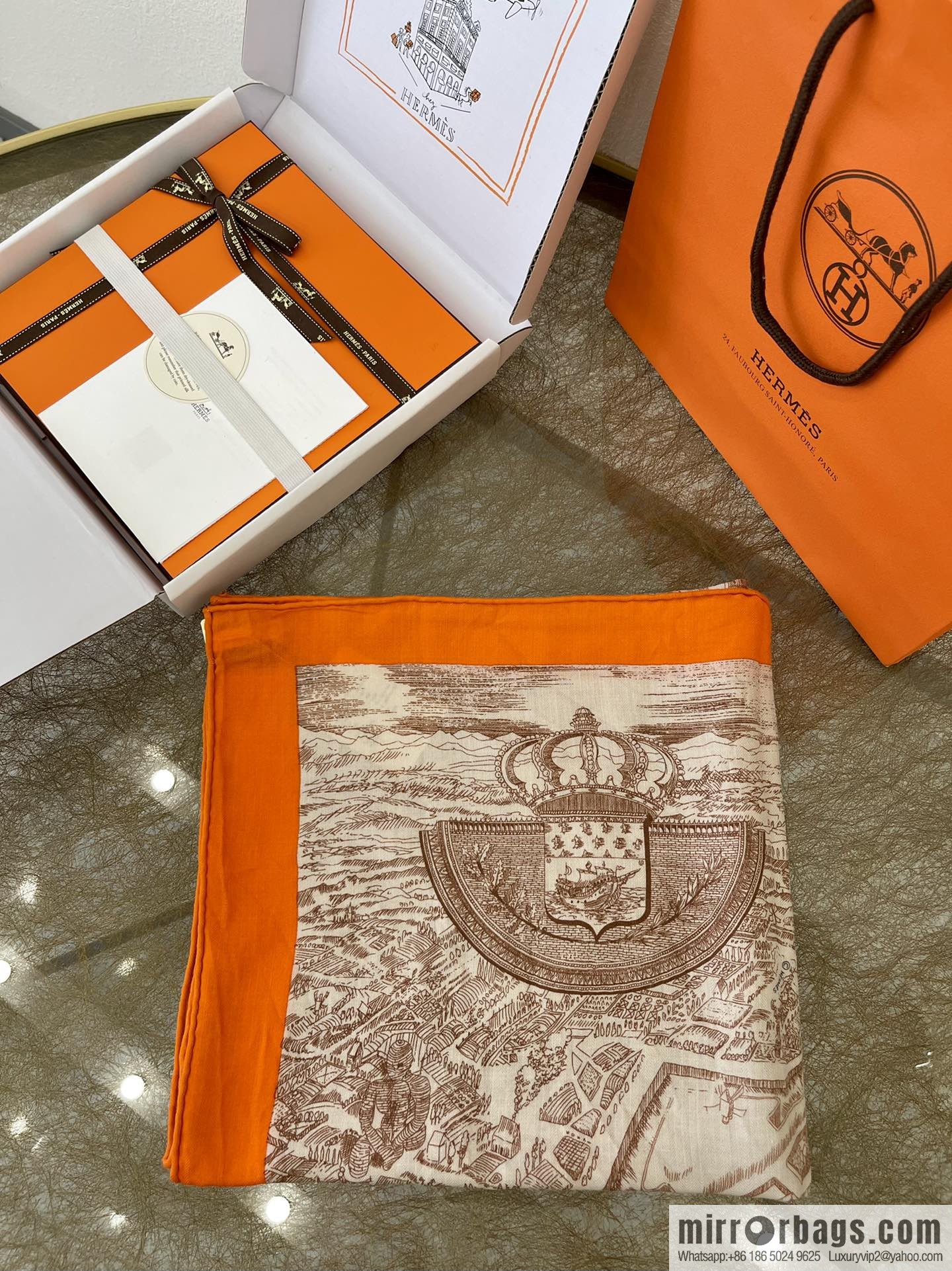 Hermes Handmade curled cashmere and silk blend shawl