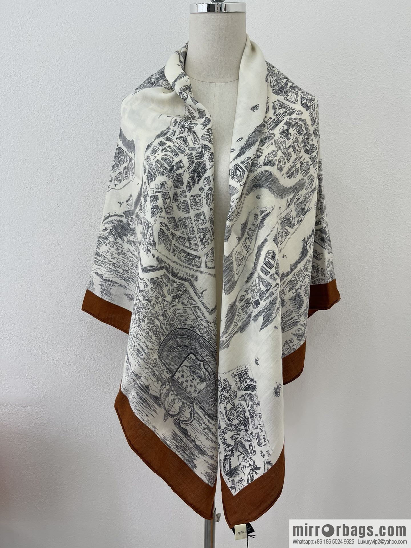 Hermes Handmade curled cashmere and silk blend shawl