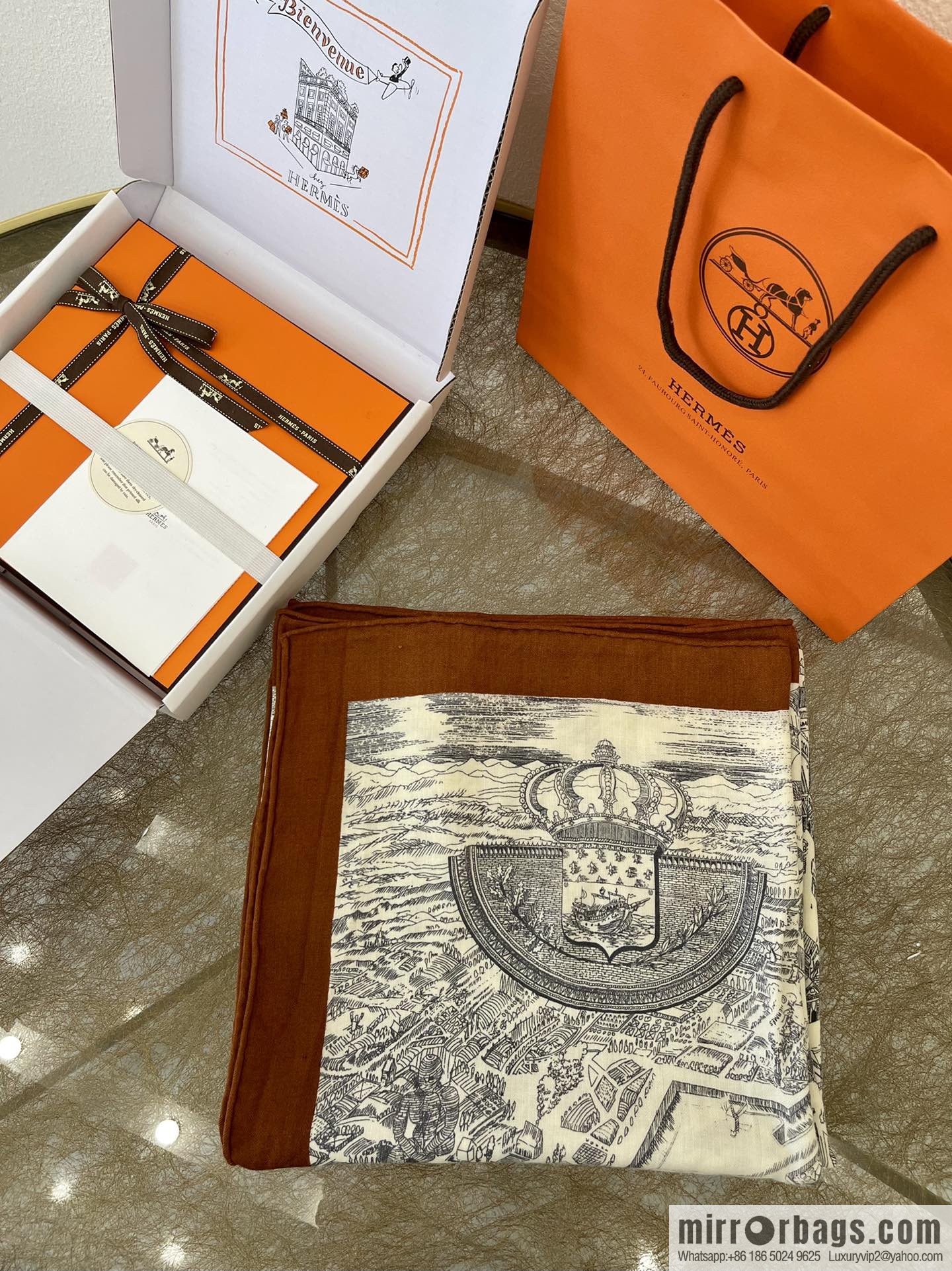 Hermes Handmade curled cashmere and silk blend shawl