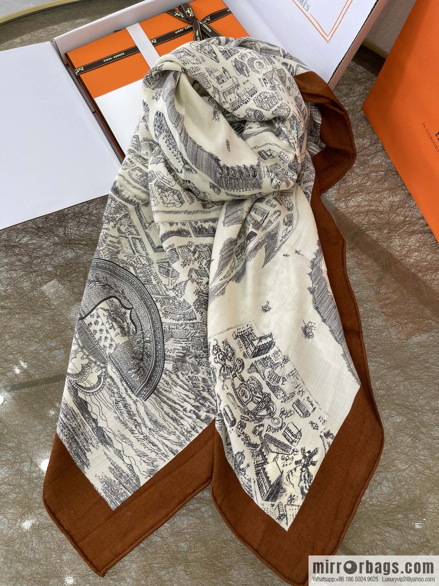 Hermes Handmade curled cashmere and silk blend shawl