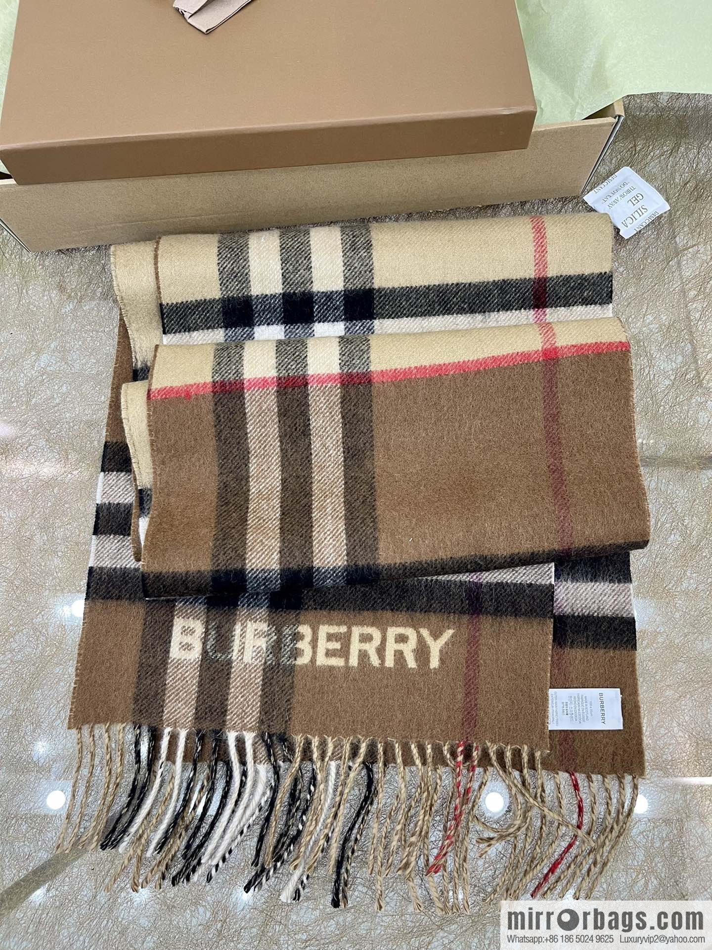 Burberry two-tone contrast checked cashmere scarf