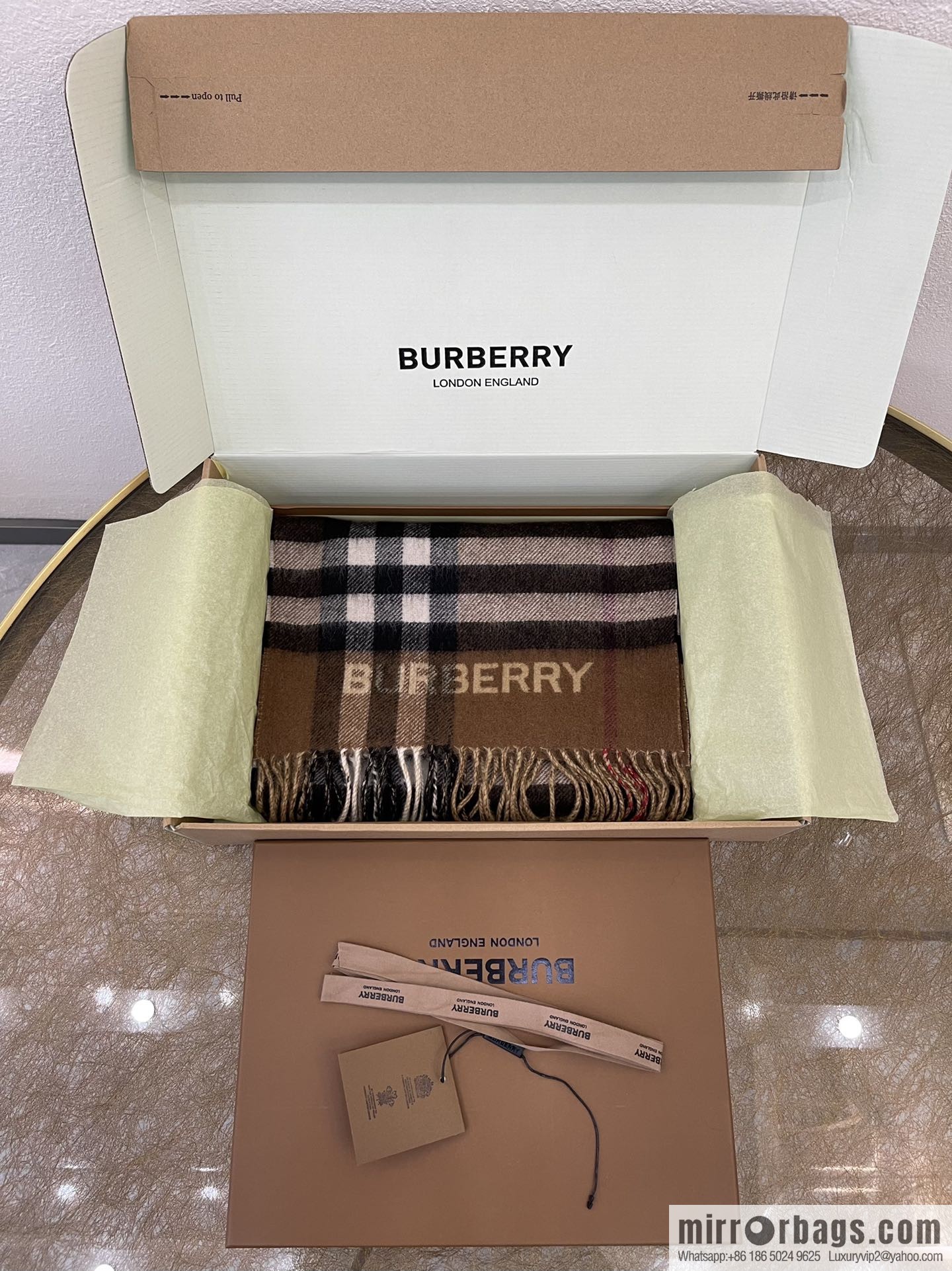 Burberry two-tone contrast checked cashmere scarf