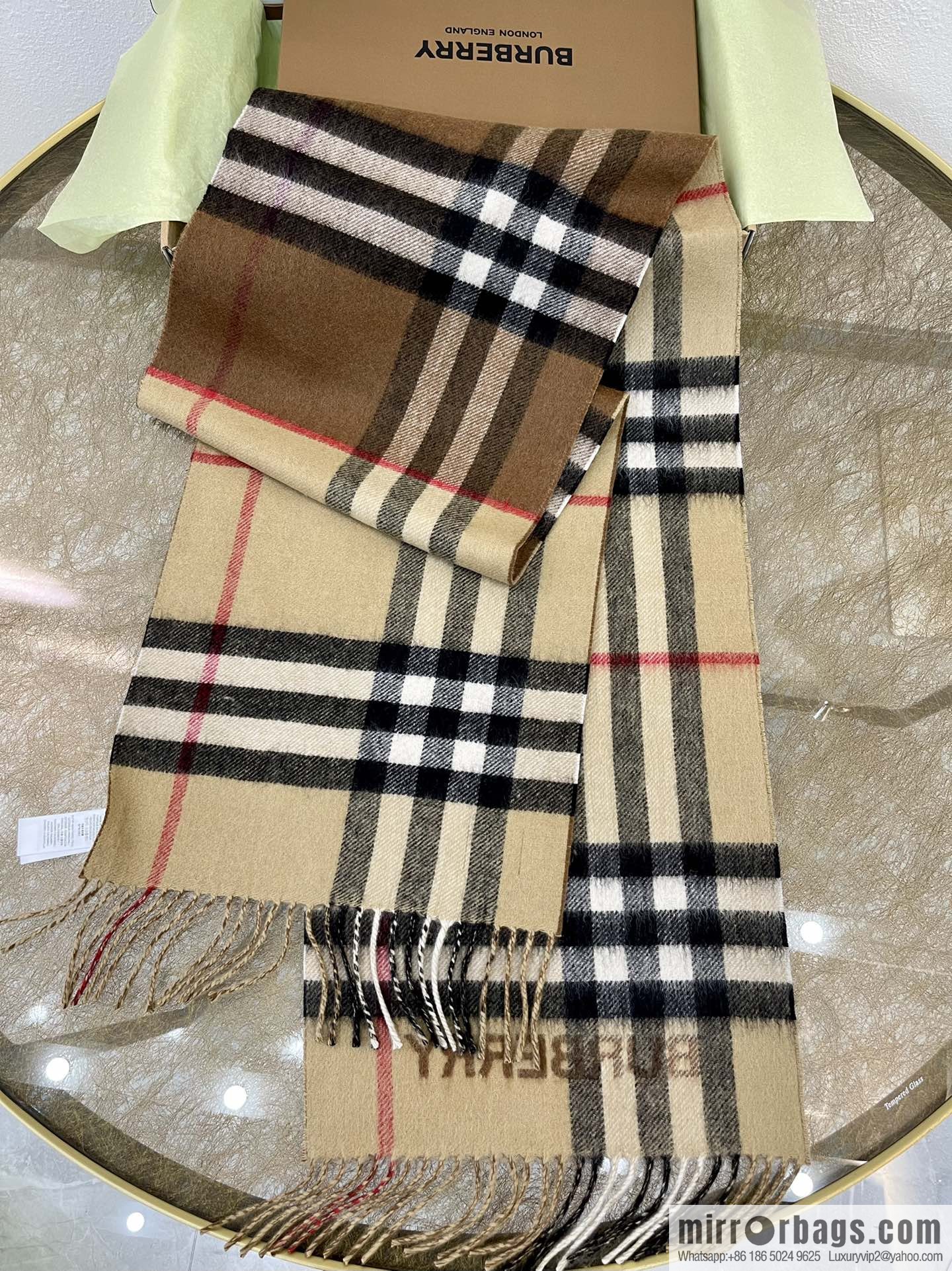 Burberry two-tone contrast checked cashmere scarf