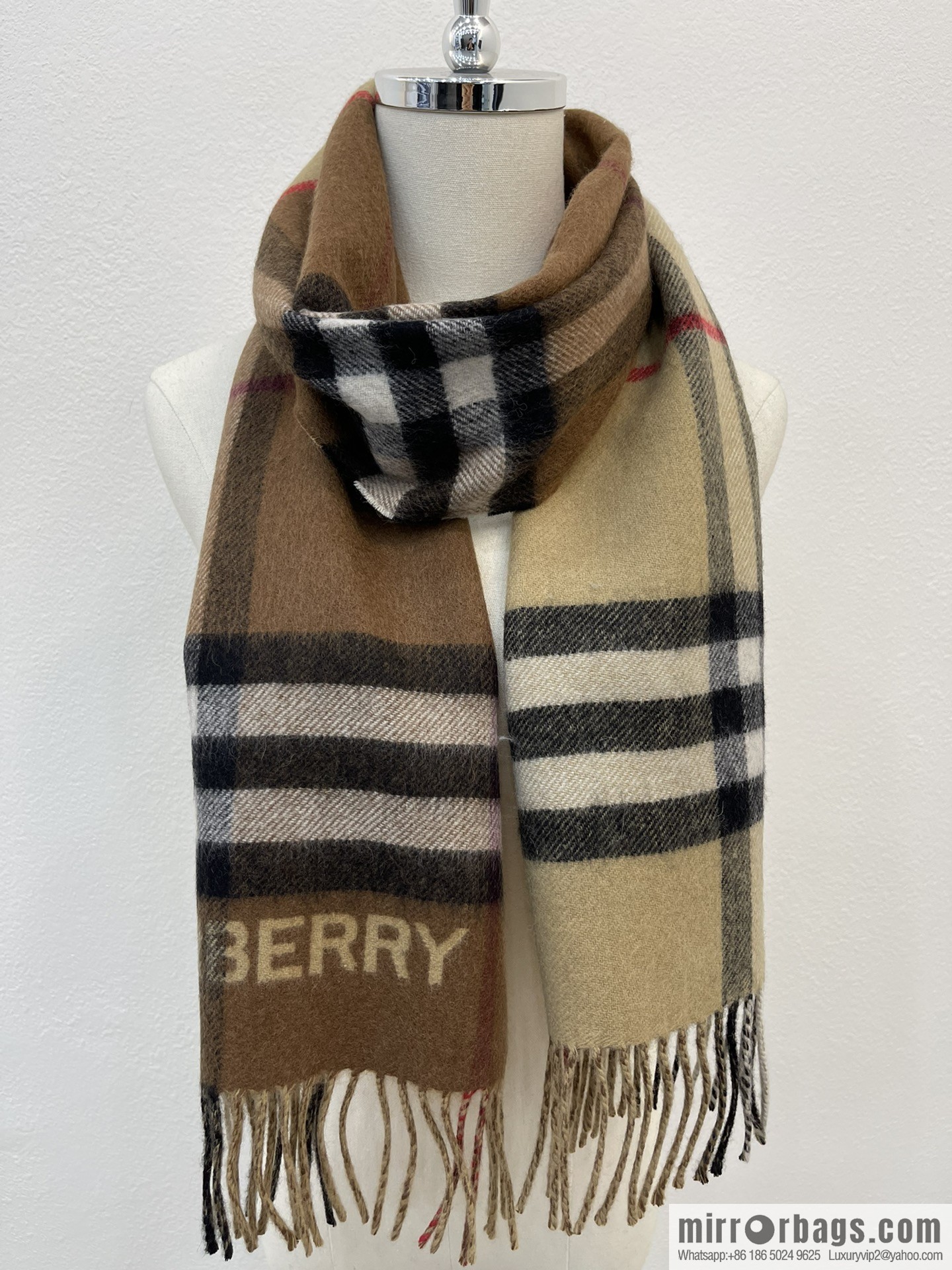Burberry two-tone contrast checked cashmere scarf