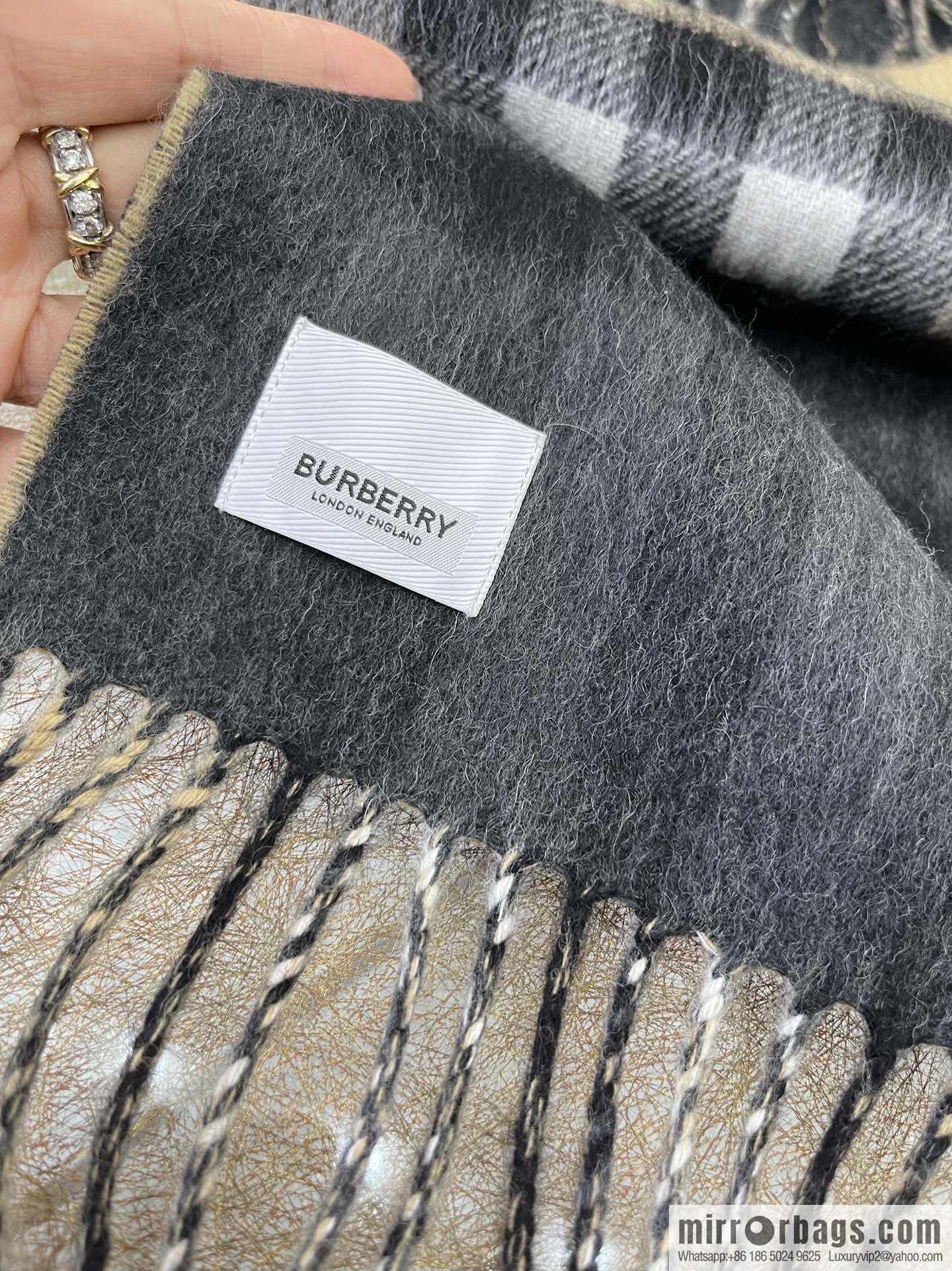 Burberry two-tone contrast checked cashmere scarf