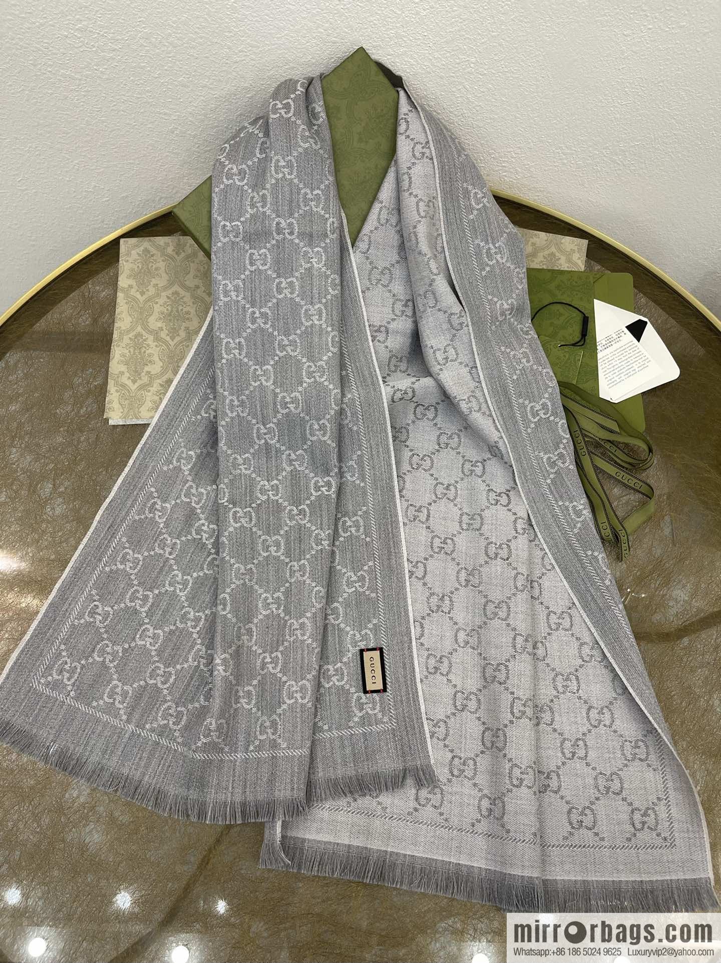 GUCCI Gucci GG Jacquard pattern knitted wool scarf 133483