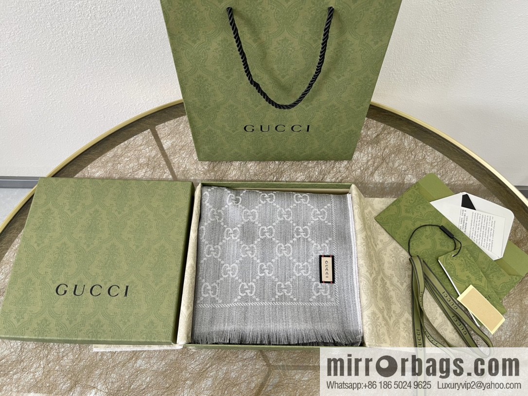 GUCCI Gucci GG Jacquard pattern knitted wool scarf 133483