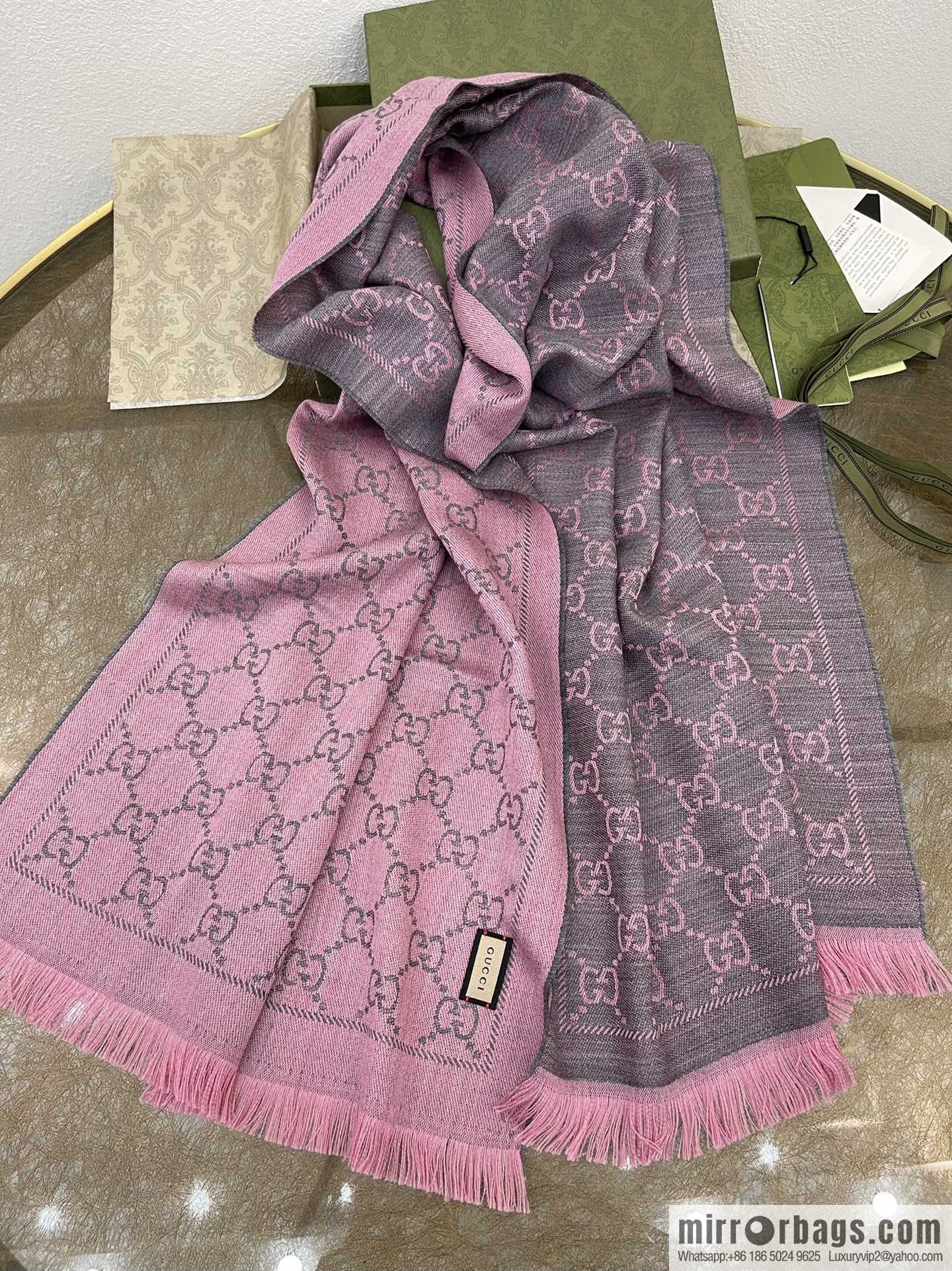 GUCCI Gucci GG Jacquard pattern knitted wool scarf 133483