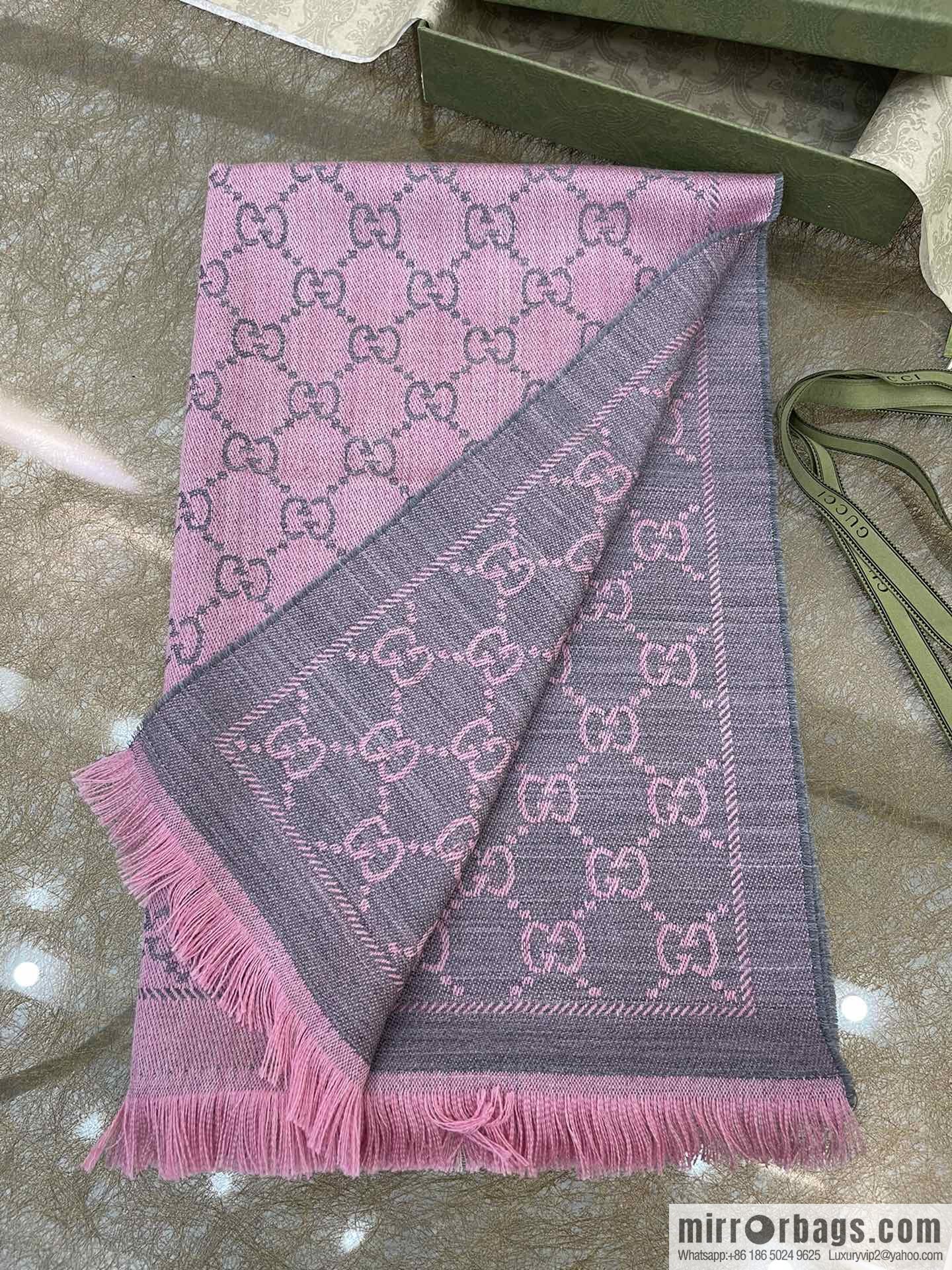 GUCCI Gucci GG Jacquard pattern knitted wool scarf 133483