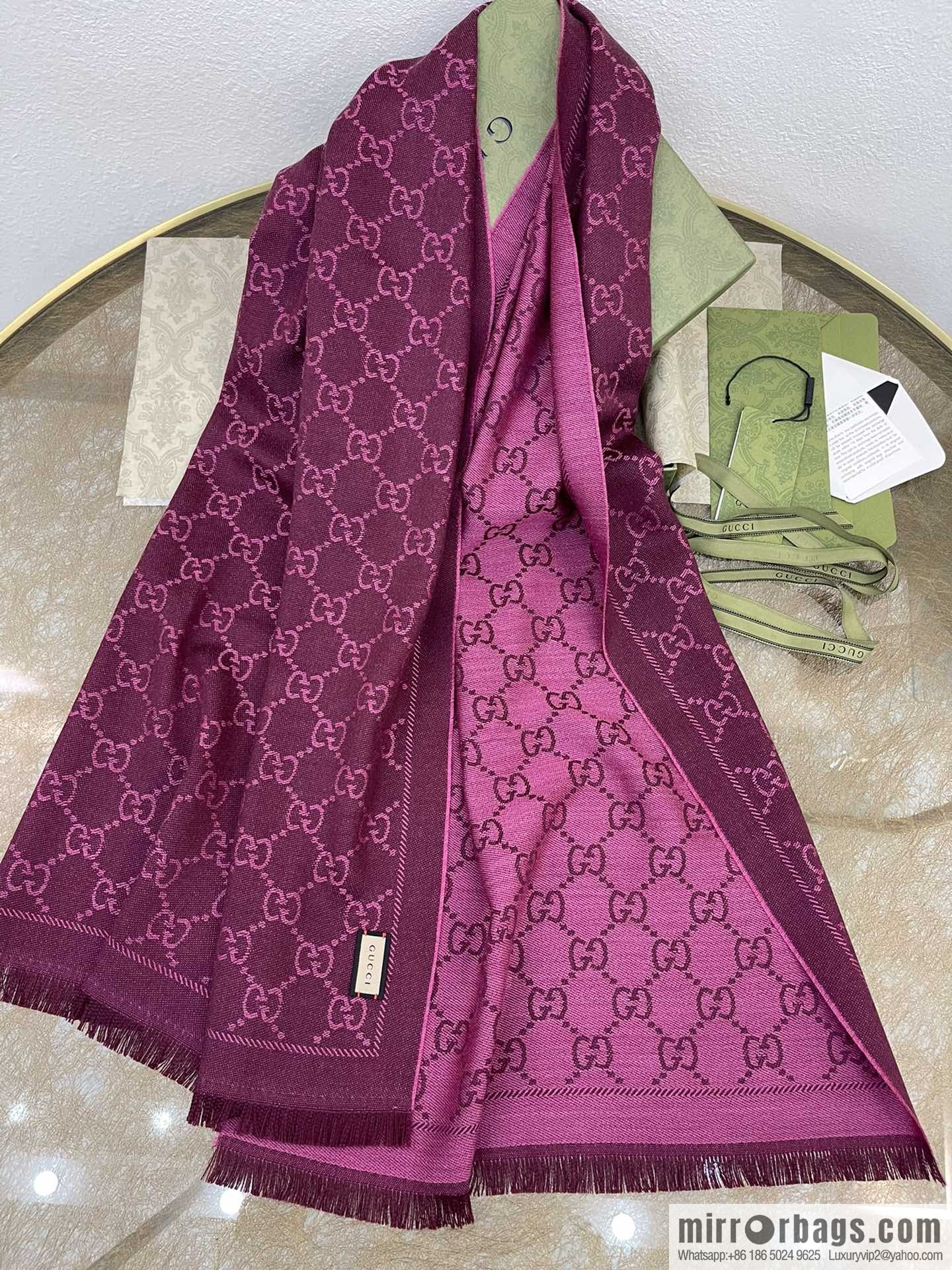 GUCCI Gucci GG Jacquard pattern knitted wool scarf 133483