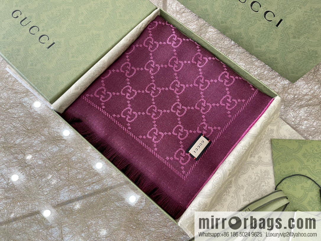 GUCCI Gucci GG Jacquard pattern knitted wool scarf 133483