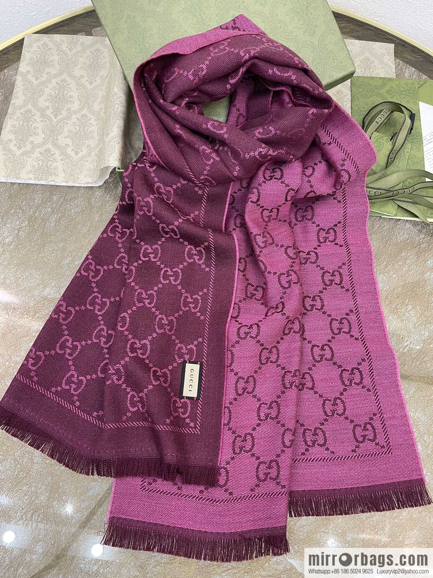 GUCCI Gucci GG Jacquard pattern knitted wool scarf 133483