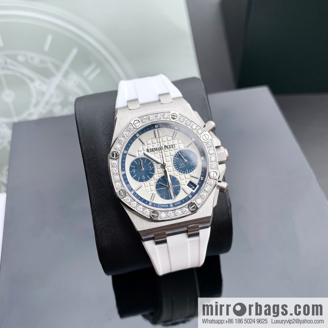 The latest Royal Oak Offshore series chronograph quartz watch case 904 stainless steel with diamonds 32 2.0 bright vvs level cut diamonds