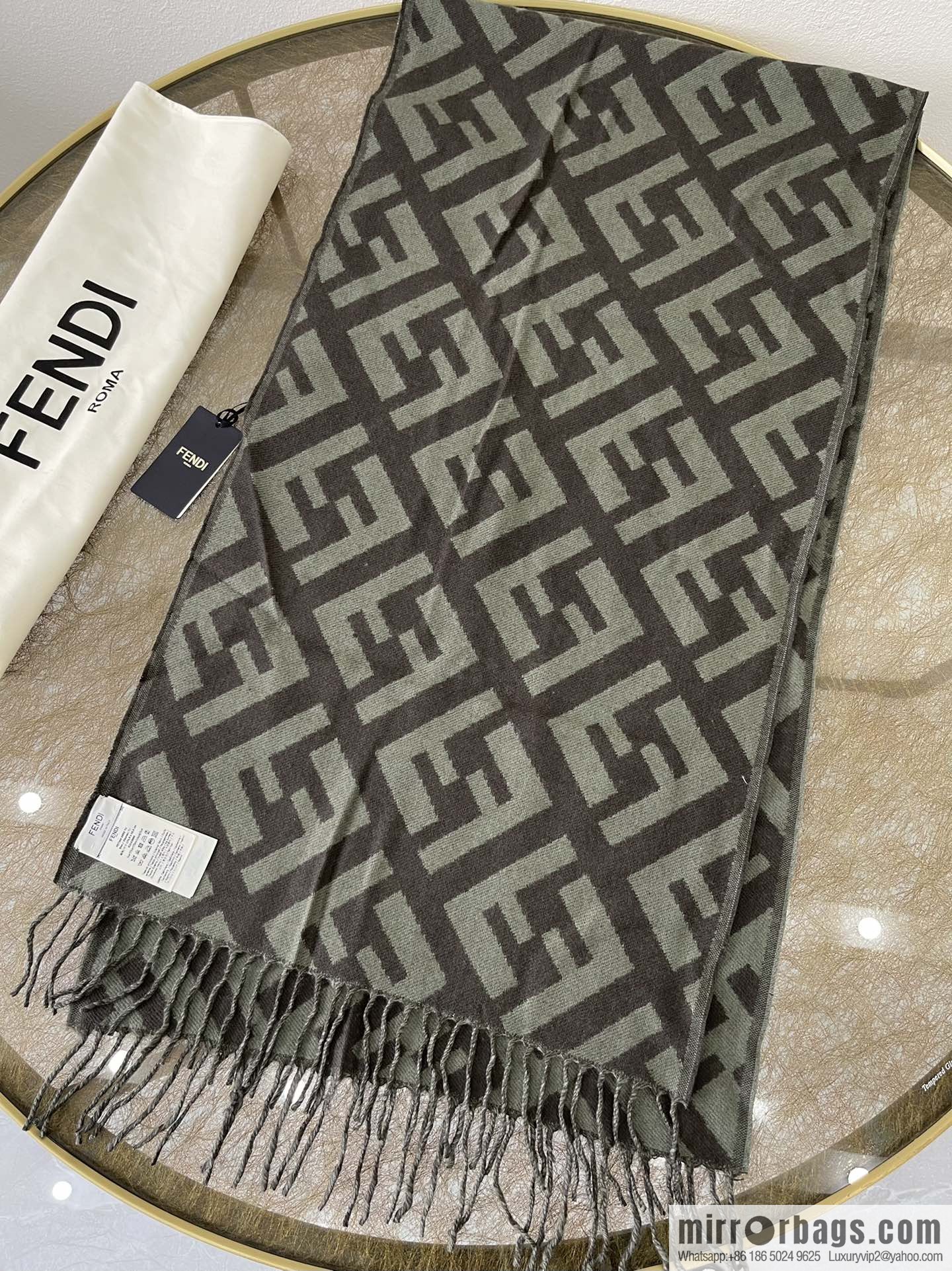 FENDI Fendi Classic FF Logo Cashmere Scarf FXT260