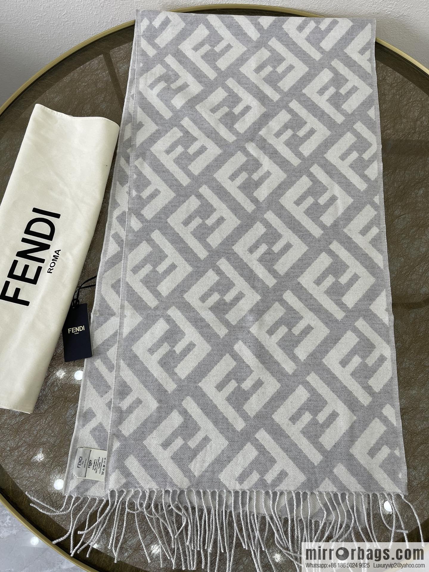 FENDI Fendi Classic FF Logo Cashmere Scarf FXT260