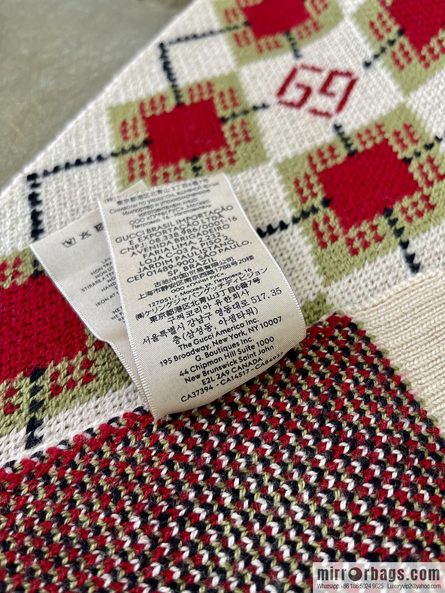 GUCCI Gucci geometric pattern 100% wool children's scarf 660631