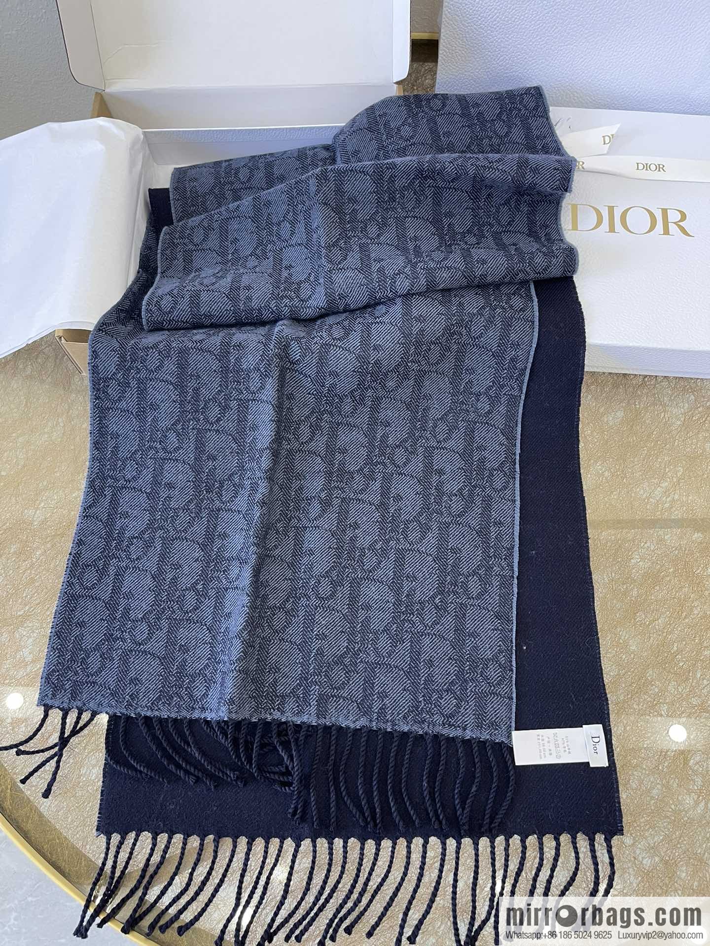 Dior Blue Oblique Print Unisex Scarf