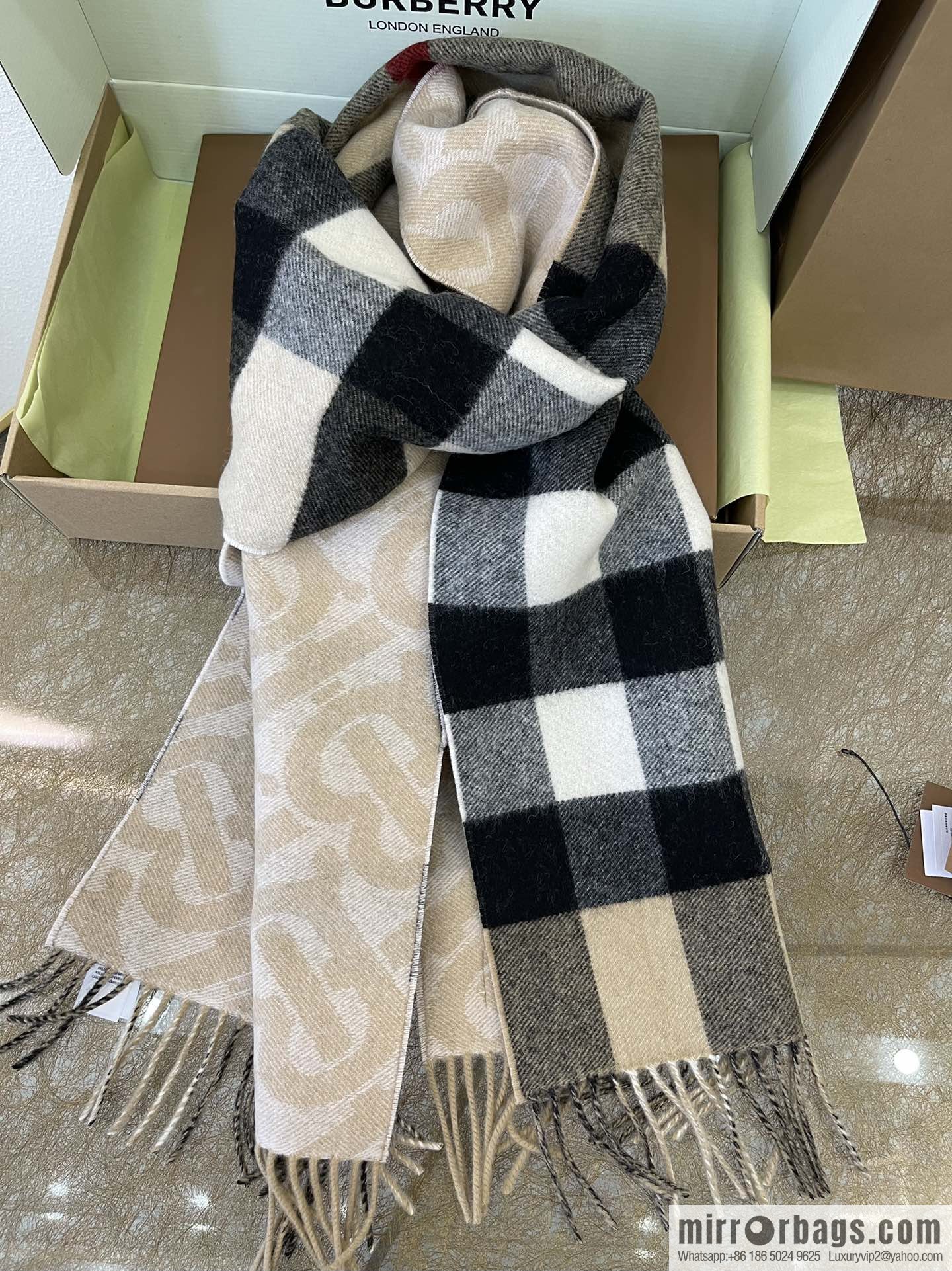 Burberry Jacquard Worsted Cashmere Scarf