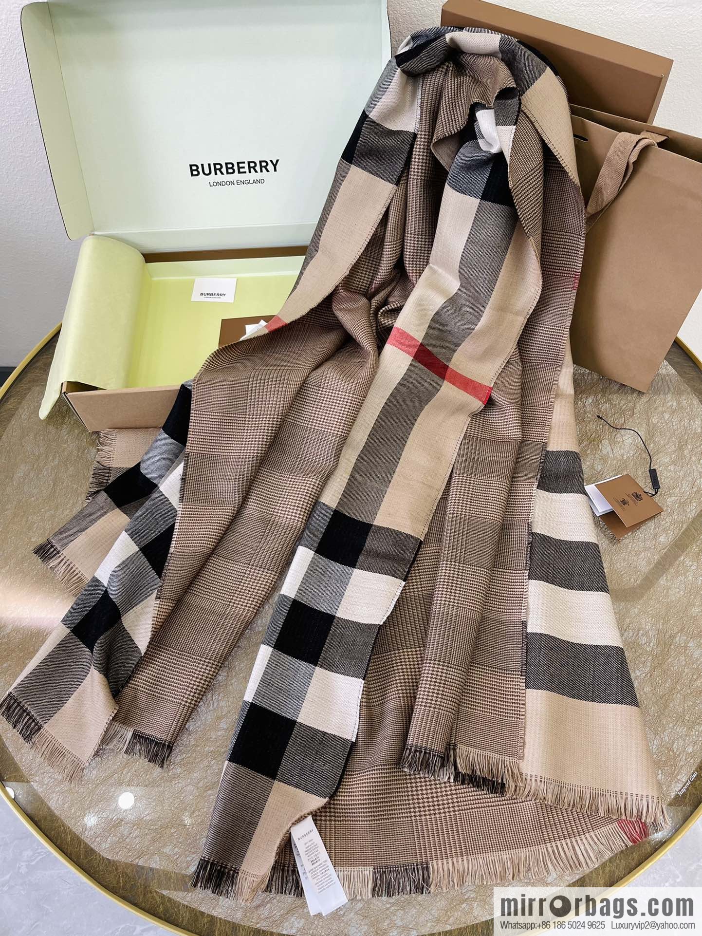 Burberry 100% Cashmere Double Sided Scarf Large Shawl