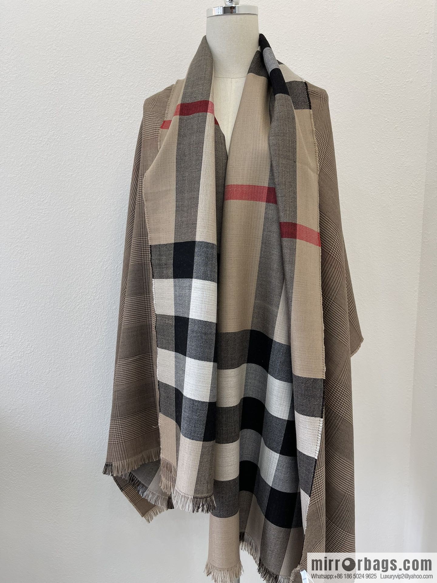 Burberry 100% Cashmere Double Sided Scarf Large Shawl