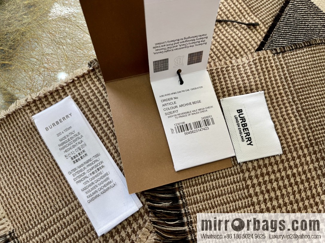 Burberry 100% Cashmere Double Sided Scarf Large Shawl