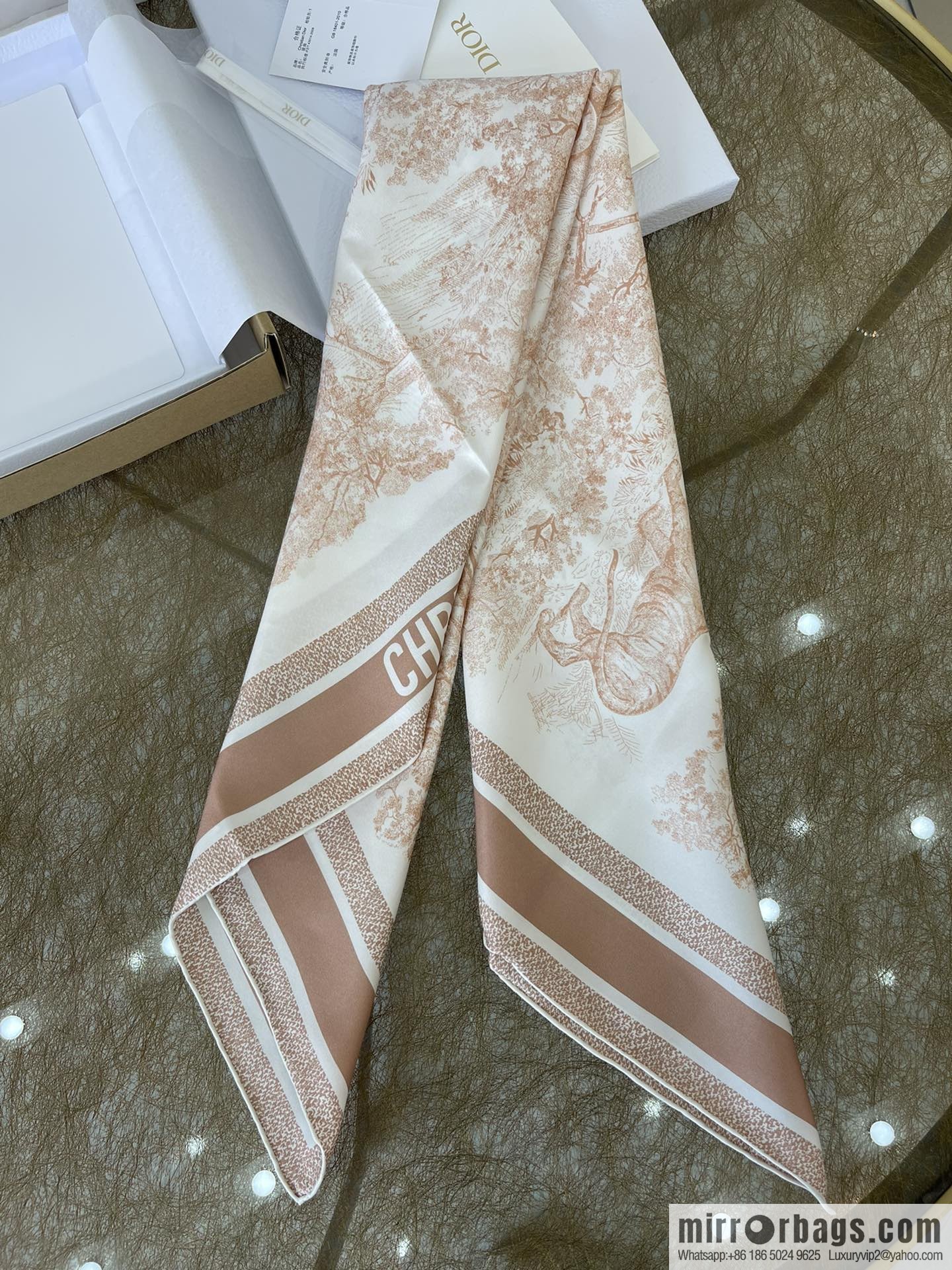 Dior 100% Silk New Sauvage Printed Square Towel