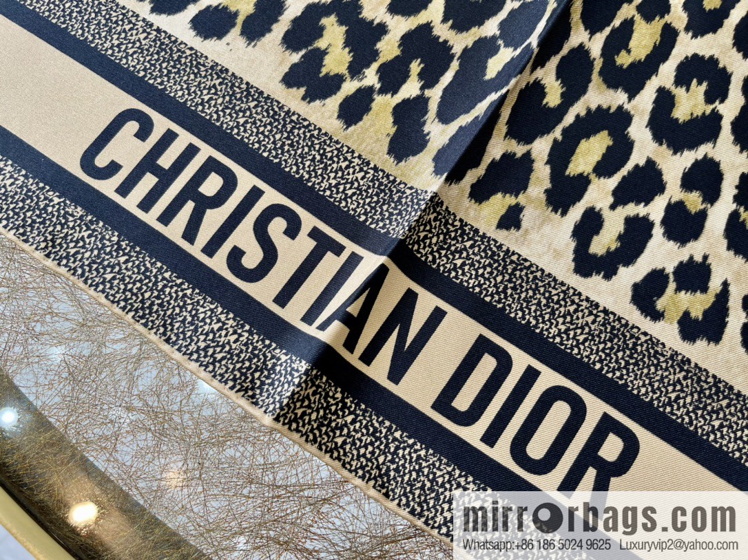 Dior grey leopard print 100% silk scarf