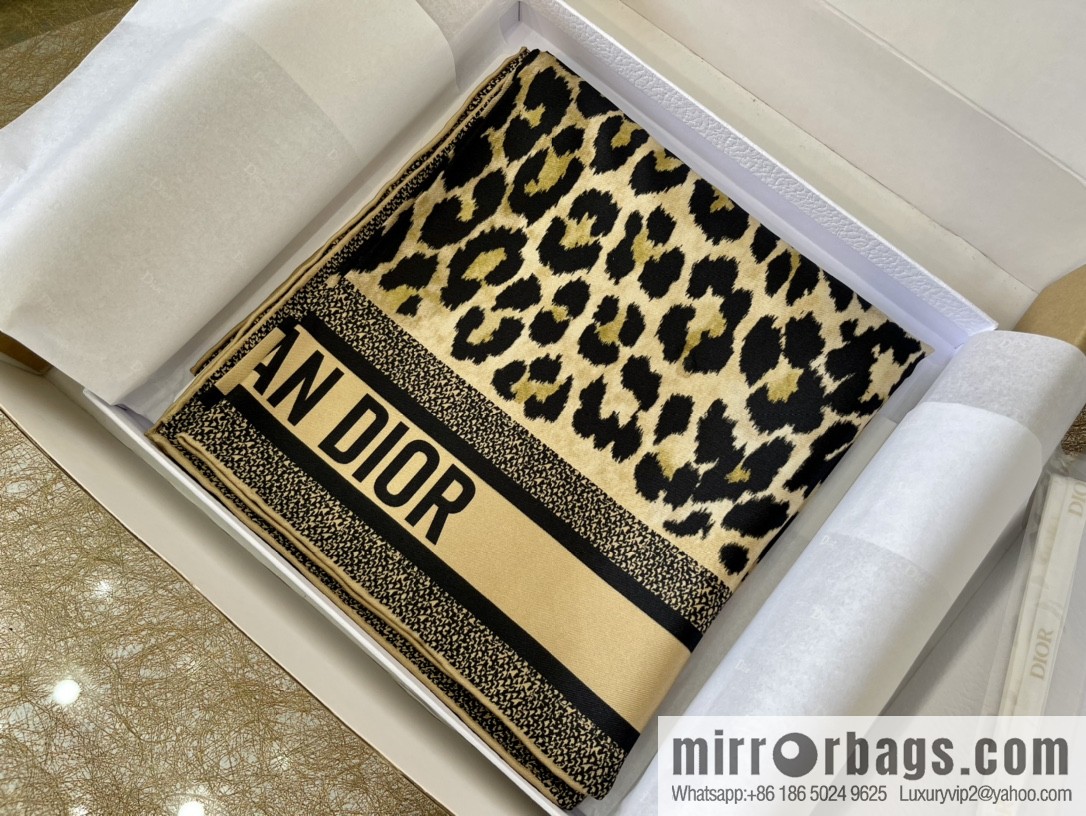 Dior grey leopard print 100% silk scarf