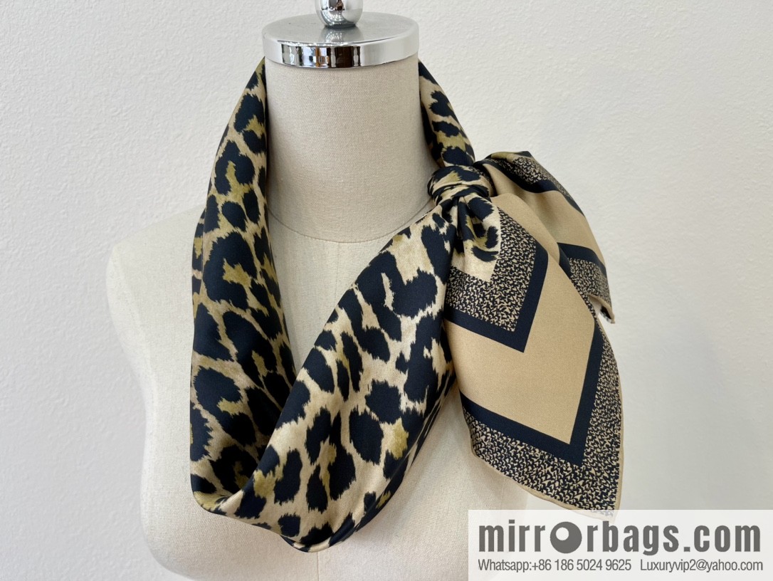 Dior grey leopard print 100% silk scarf