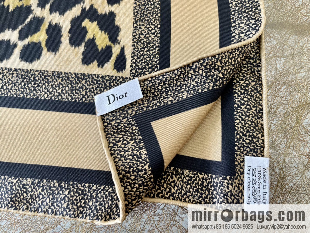 Dior grey leopard print 100% silk scarf