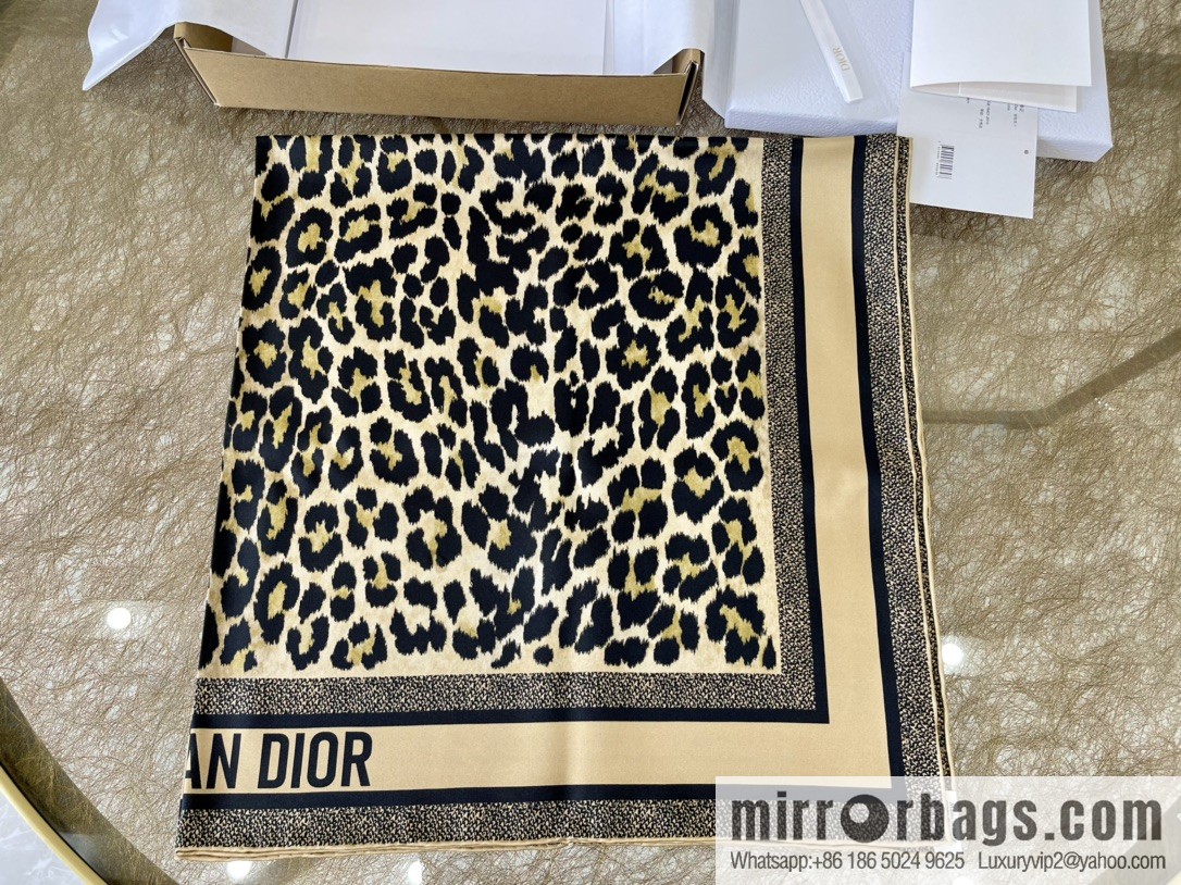 Dior grey leopard print 100% silk scarf