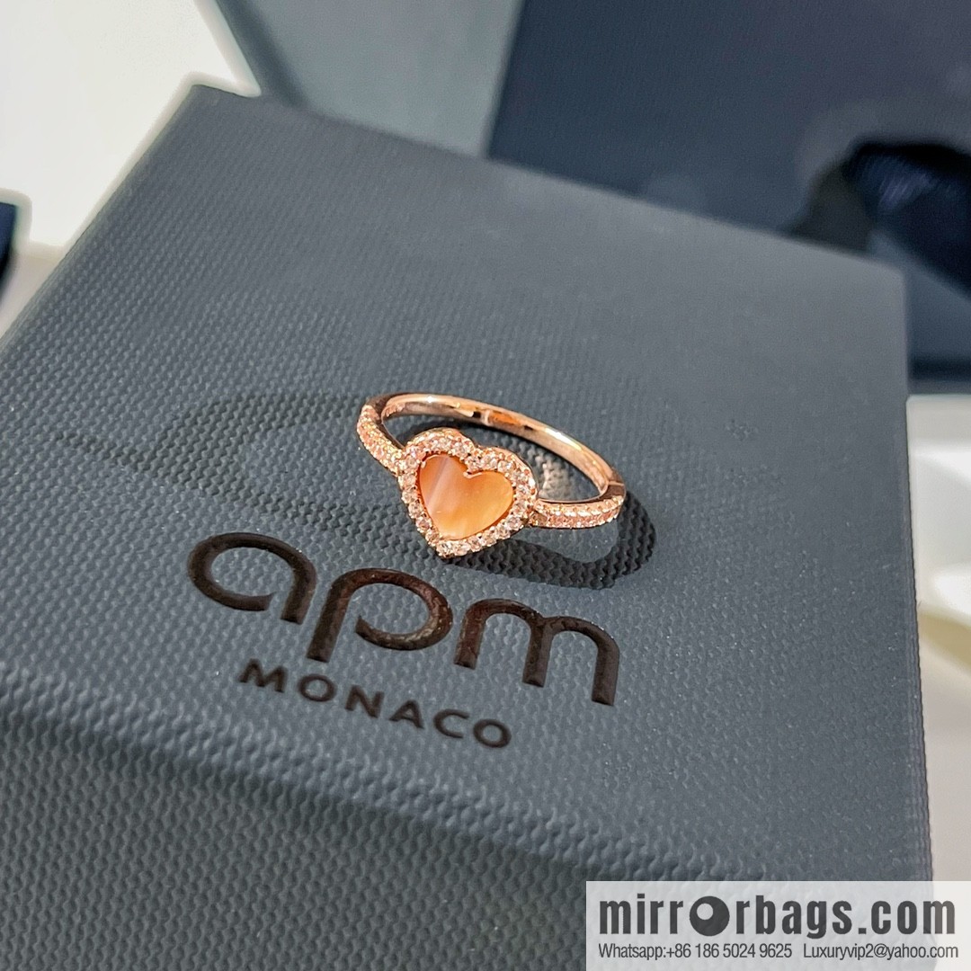 APM Monaco pink mother shell love ring
