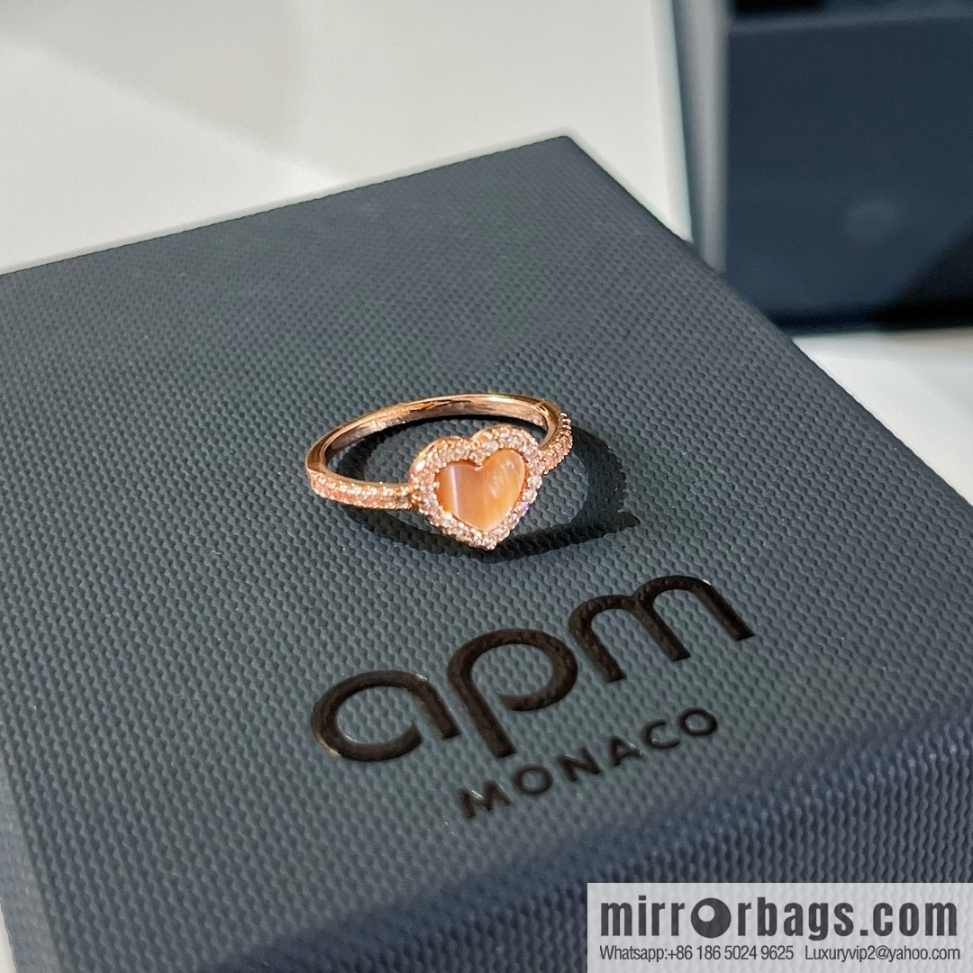 APM Monaco pink mother shell love ring