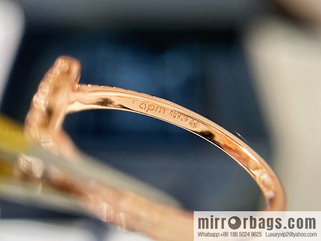 APM Monaco pink mother shell love ring