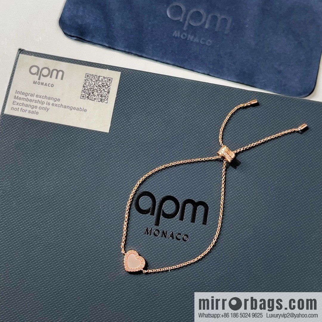 APM Monaco pink mother shell love bracelet adjustable