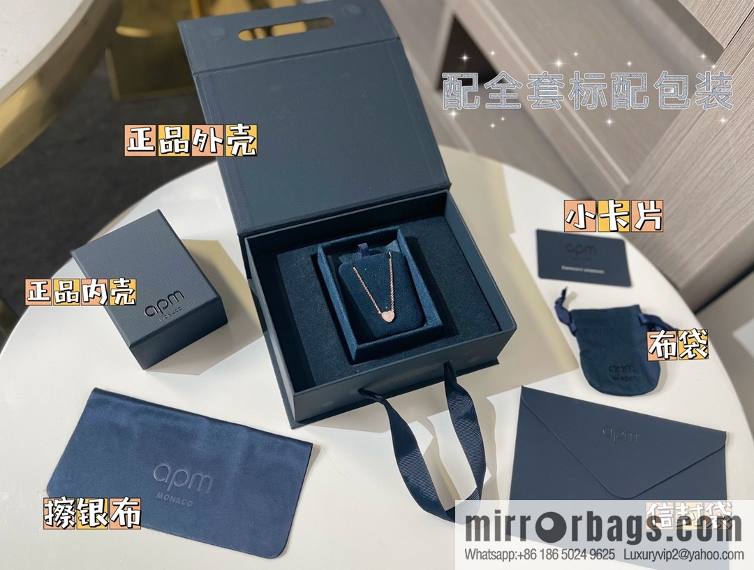 APM Monaco pink mother shell love necklace adjustable